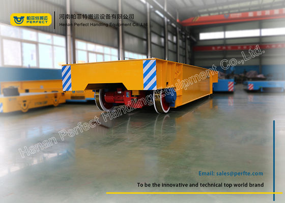 Yellow Electric Rail Transfer Trolley For Steel Mill Transport , Load Capacity Of 60 T